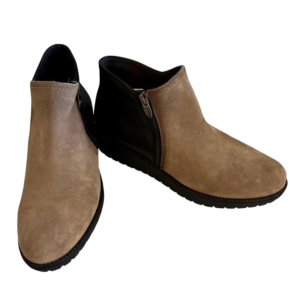 NWOT Toni Pons Spain Mixed Leather Suede Colorblock Zip Wedge Ankle Boots